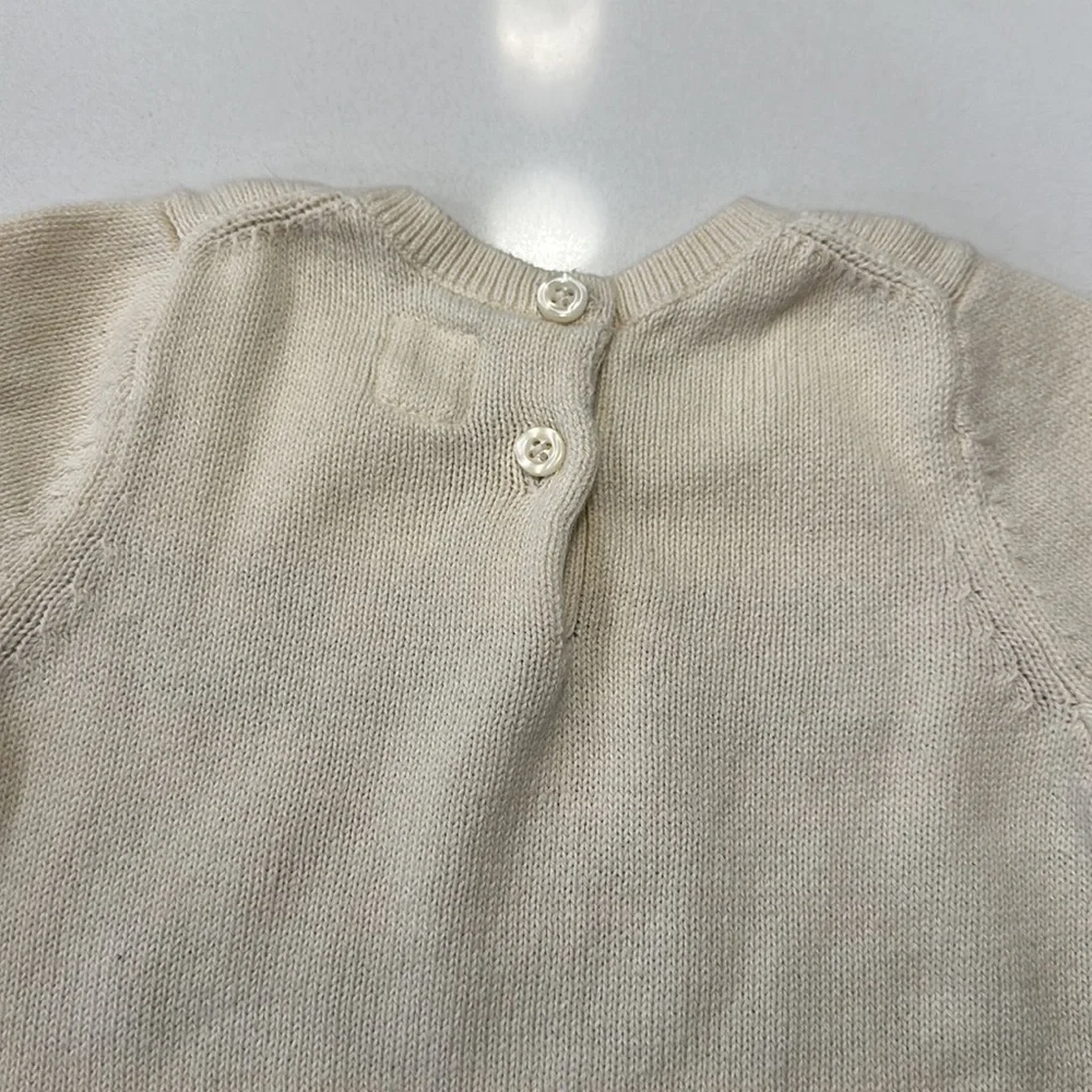 Gap baby 100% cotton sweater dress fair isle cream pink purple size 6-12 months